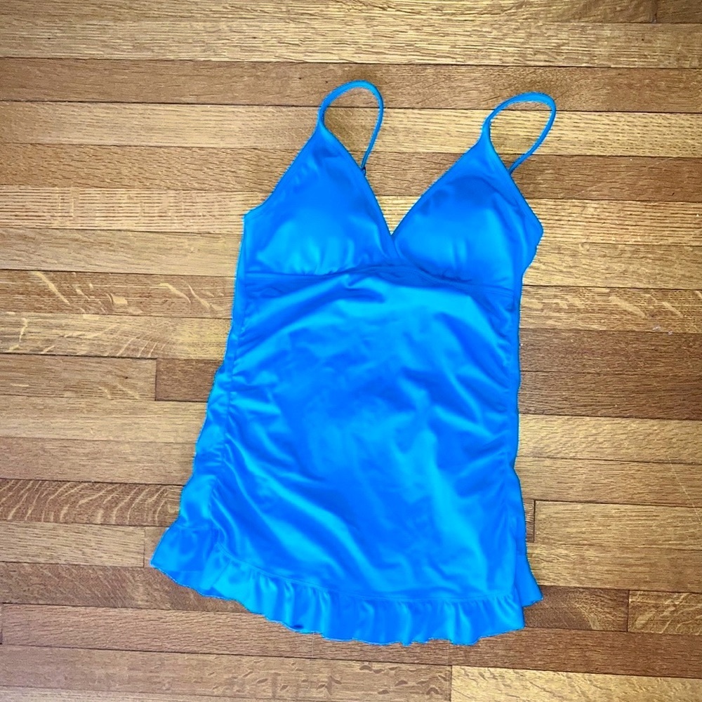Blue Rouched One Piece Swimsuit